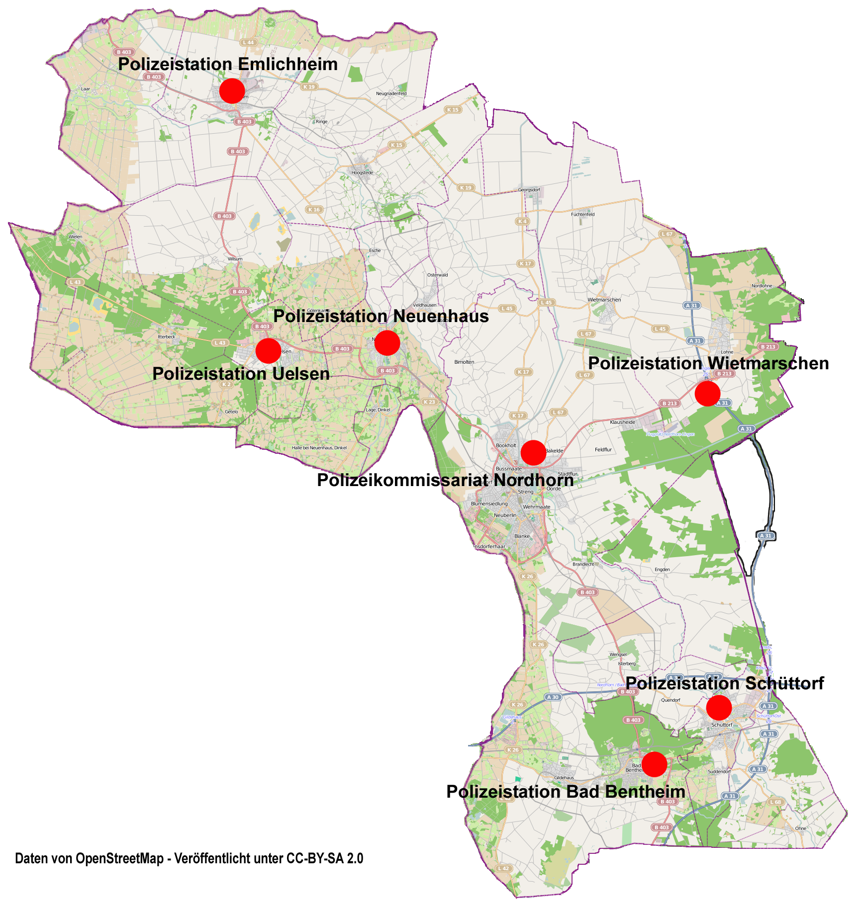 Polizeiinspektion EmslandGrafschaft Bentheim - Landkreis Bentheim