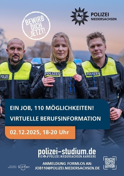 Plakat virtuelle Berufsinformation am 02.12.2025 von 18 - 20 Uhr